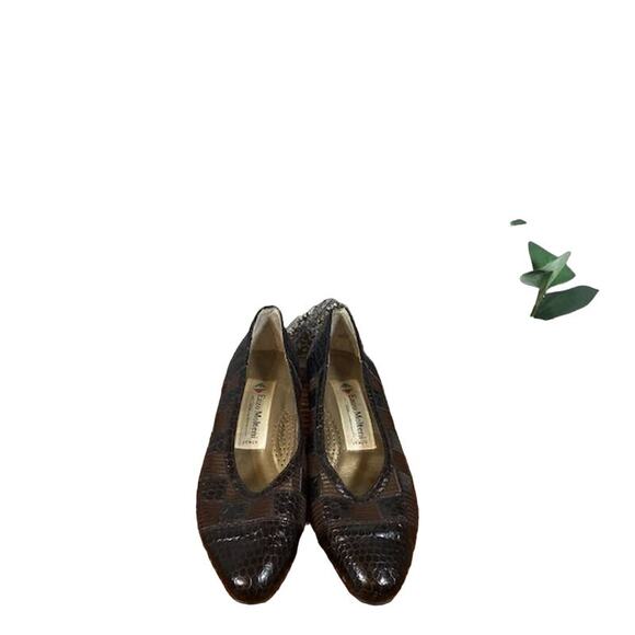 Enzo Molteni Brown Patchwork Tortoise Block Heel Slip On Shoe Women SZ 5.5 - Picture 11 of 11